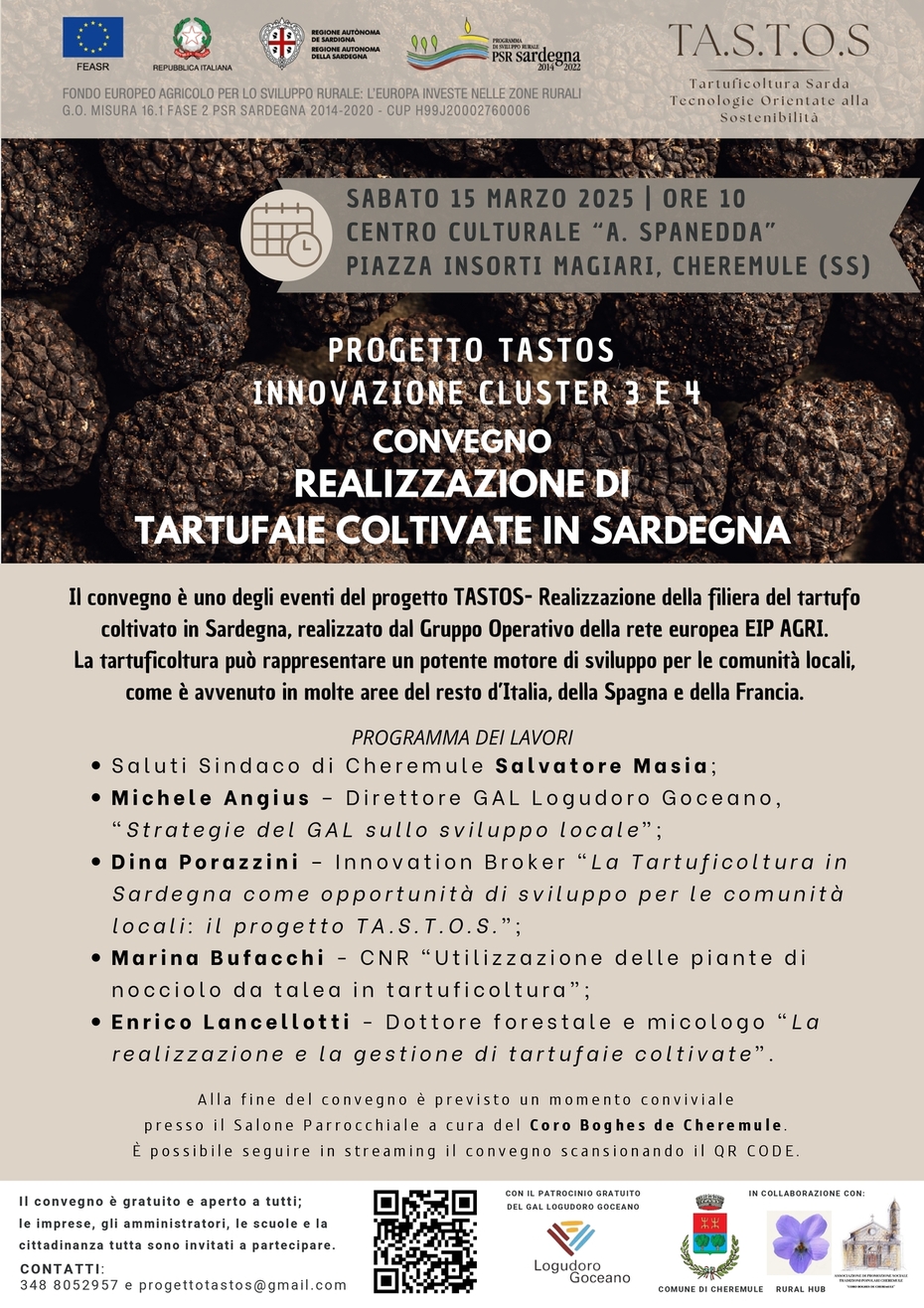 REALIZZAZIONE DI TARTUFAIE COLTIVATE IN SARDEGNA. A CHEREMULE IL CONVEGNO PATROCINATO DAL GAL
