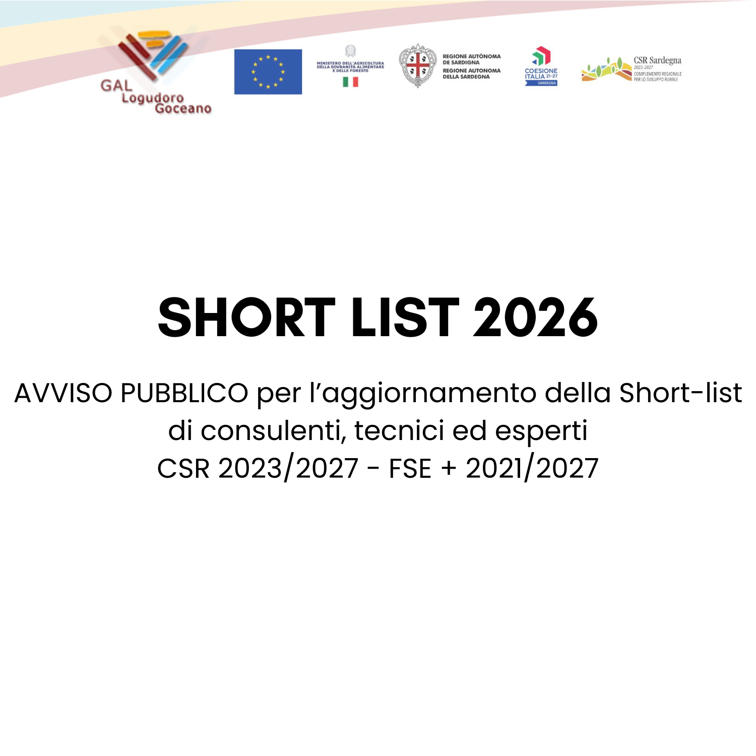 SHORT LIST 2026: PUBBLICATO IL NUOVO AVVISO PUBBLICO